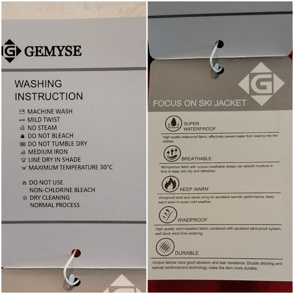 Gemyse Focus On Ski Men's Jacket Waterproof Windbreaker Hooded Small New - Picture 14 of 16